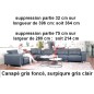 1er paiement Canapé d'angle cuir buffle italien de luxe avec 2 relax électriques MONTE CARLO gris foncé, surpiqure gris clair, a