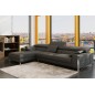 1er paiement commande MDQM02191047, canapé d'angle en cuir italien 5 places suede, gris foncé , angle gauche, 6x sans frais, tot