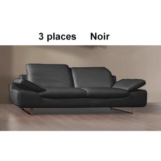 1ER PAIEMENT DE LA COMMANDE Canapé TORINO en cuir haut de gamme italien, Canapé 3 places, Noir N°366 - Casanoti, 6x sans frais,