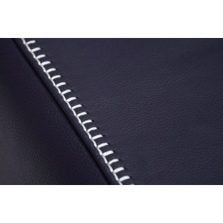 Ensemble Canapé 3 places et 2 places en cuir italien buffle VEGA, noir avec surpiqure blanche