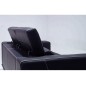 Ensemble Canapé 3 places et 2 places et fauteuil 1 place en cuir italien buffle VEGA, noir avec surpiqure blanche