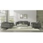 Ensemble Canapé 3 places et 2 places et fauteuil 1 place en cuir italien buffle VEGA, gris foncé avec surpiqure gris clair