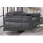 Ensemble Canapé 3 places et 2 places et fauteuil 1 place en cuir italien buffle VEGA, gris foncé avec surpiqure gris clair