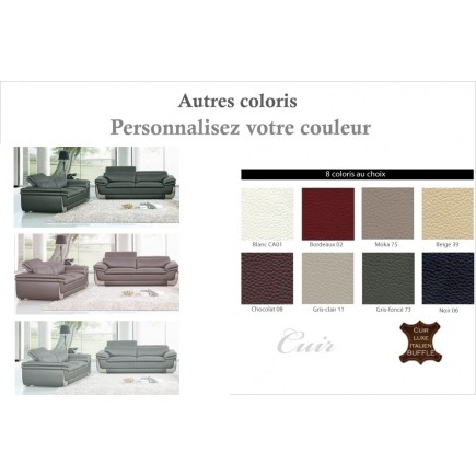 Solde de paiement de la commande : Ensemble canapé 3 places et 2 places en cuir italien buffle italina, couleurs du canapé gris