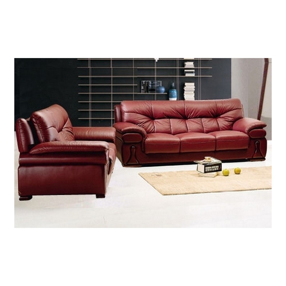 1er paiement de la commande, Ensemble oxford 2 pièces canapé 3 places + 2 places en cuir luxe italien vachette, couleur bordeaux