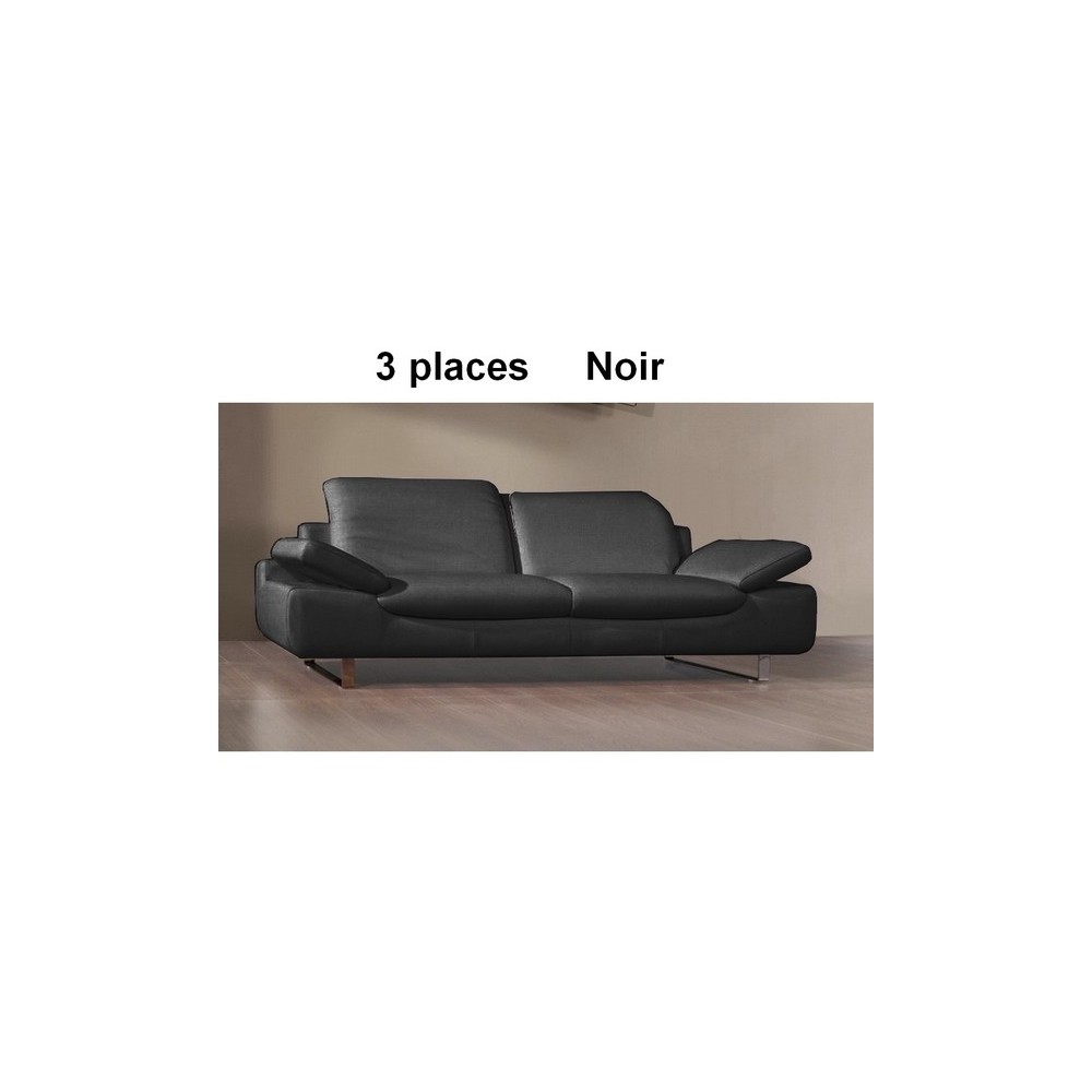 Récapitulatif de votre commande de canapé torino en cuir haut de gamme italien, canapé 3 places, noir n°366 - Casanoti, 6x sans