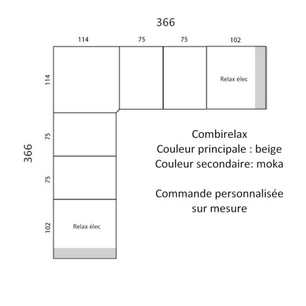 1er paiement commande Canapé d'angle 2 relax électriques cuir buffle italien luxe COMBIRELAX, sur mesure personnalisé sur demand