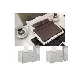 1er paiement de la commande: 1X Lit en cuir italien de luxe camille, noir 180x200. 2X Chevets de qualité supérieure elvin, noir,