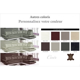 Solde de paiement de la commande: Canapé d'angle en cuir buffle italien de luxe 6/7 places bellaligna, couleur gris clair, angle