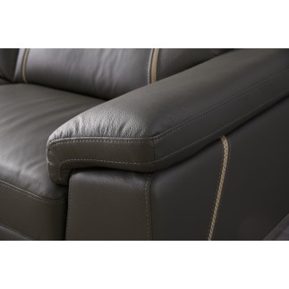 Ensemble Ensemble canapé 3 places et 2 places en cuir italien buffle GRANTI, couleur chocolat et liseret beige