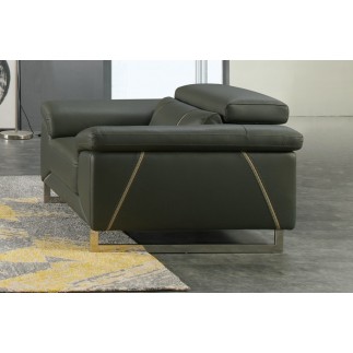 Ensemble Ensemble canapé 3 places et 2 places en cuir italien buffle GRANTI, couleur gris foncé et liseret gris clair
