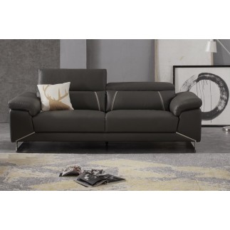 Ensemble Ensemble canapé 3 places et 2 places et fauteuil en cuir italien buffle GRANTI, couleur noir et liseret blanc