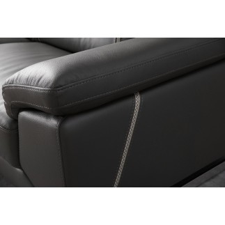 Ensemble Ensemble canapé 3 places et 2 places et fauteuil en cuir italien buffle GRANTI, couleur noir et liseret blanc