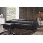 Solde de paiement de la commande: Canapé d'angle convertible en cuir EPAIS de buffle italien de luxe 5 places ANTHONY, noir, ang