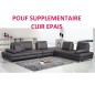 Canapé d'angle en cuir EPAIS buffle italien de luxe 7/8 places PENTHOUSE, + POUF supplémentaire, noir, angle droit, 6x sans frai