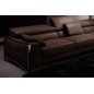 Canapé d'angle en cuir italien 5 places SUEDE, chocolat, angle droit