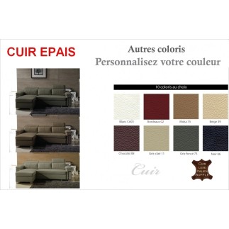 Solde de paiement commande, canapé d'angle convertible en cuir epais buffle italien 5 places, allure, cuir epais, couleur noire,