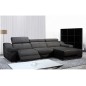 Canapé d'angle double relax en 100% TOUT cuir de buffle italien de luxe 5 places BiRELAX, noir, angle droit