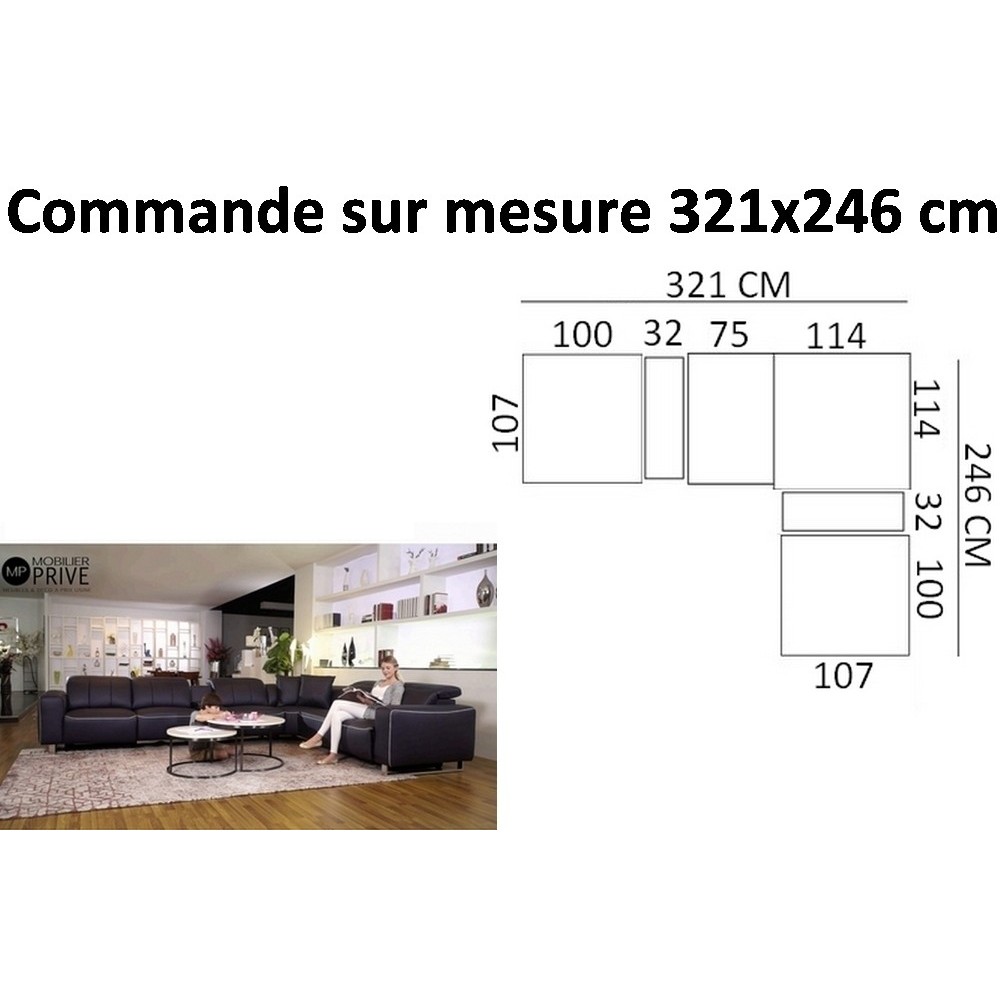 Solde de paiement de la commande, canapé d'angle relax fabrication speciale personnalisee sur mesure cuir buffle italien de luxe