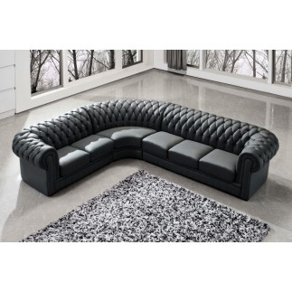 Solde de paiement de la commande Canapé d'angle en cuir italien 7/8 places belisi, noir. 6x sans frais, total 1985 €