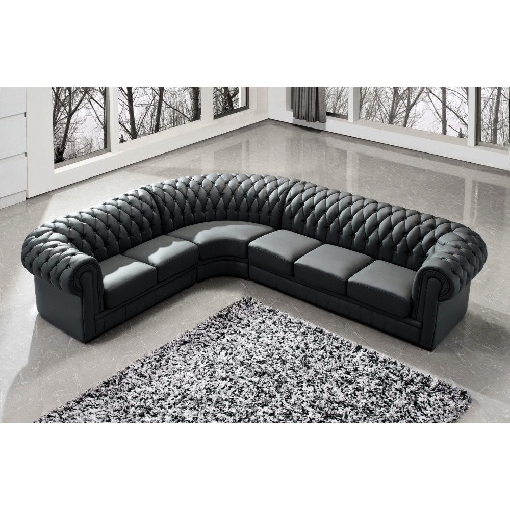 Solde de paiement de la commande Canapé d'angle en cuir italien 7/8 places belisi, noir. 6x sans frais, total 1985 €