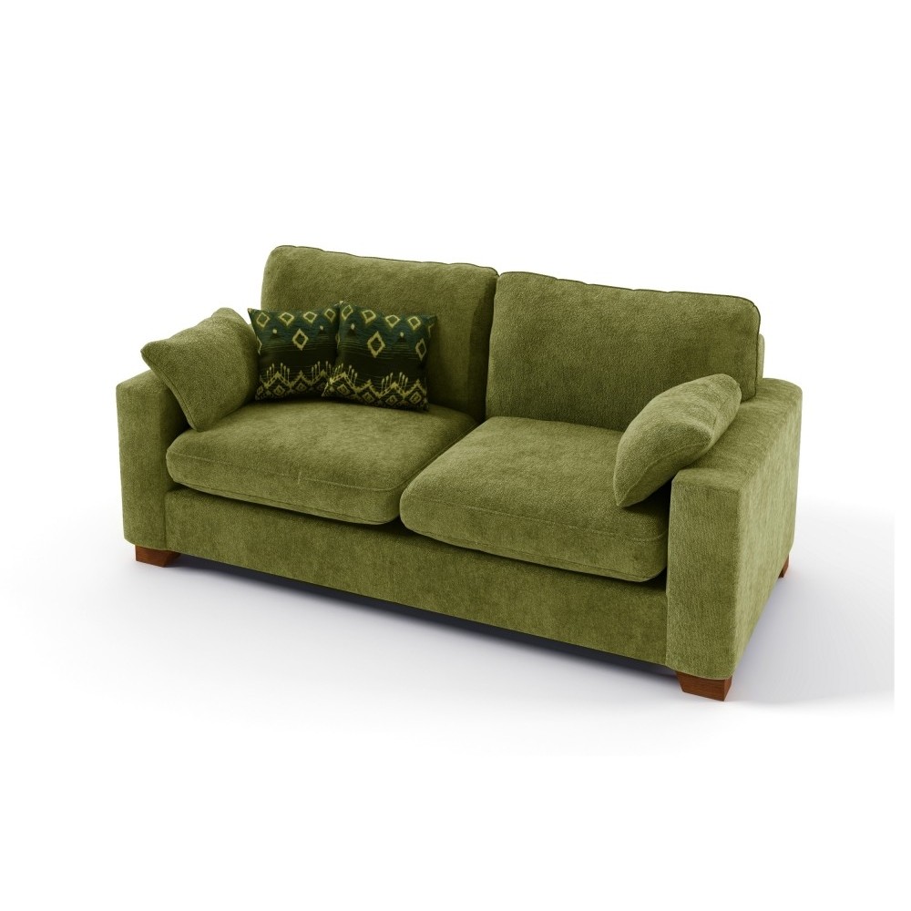 Canapé 2 places convertible en tissu de qualité COSY, vert, Vert olive
