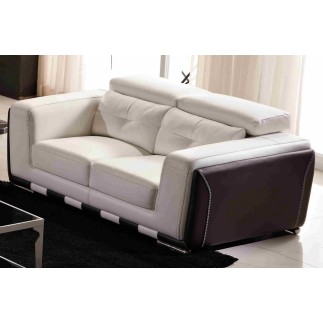 Ensemble composé d'un canapé 3 places et d'un canapé 2 places et d'un fauteuil en cuir italien buffle JASON, blanc et chocolat