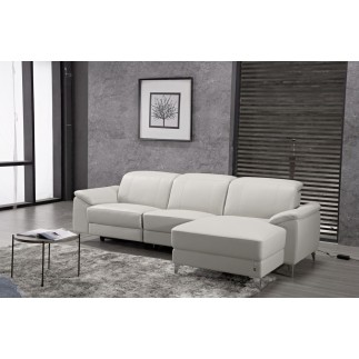 Canapé d'angle relax en cuir de buffle italien de luxe 5 places BRIO, blanc, angle droit