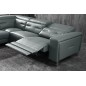 Canapé d'angle avec un relax électrique en cuir de buffle italien de luxe 6 places REVOLAX gris foncé, angle gauche, POUF OFFERT