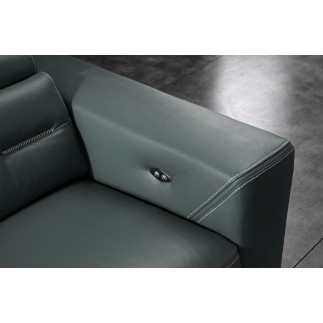 Canapé d'angle avec un relax électrique en cuir de buffle italien de luxe 6 places REVOLAX gris foncé, angle gauche, POUF OFFERT