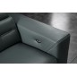 Canapé d'angle avec un relax électrique en cuir de buffle italien de luxe 6 places REVOLAX gris foncé, angle gauche, POUF OFFERT