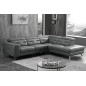 Canapé d'angle avec un relax électrique en cuir de buffle italien de luxe 6 places REVOLAX noir, angle droit, POUF OFFERT