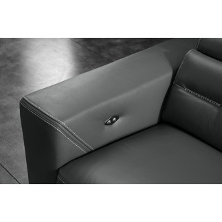 Canapé d'angle avec un relax électrique en cuir de buffle italien de luxe 6 places REVOLAX noir, angle droit, POUF OFFERT