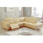Canapé d'angle avec un relax électrique en cuir de buffle italien de luxe 6 places REVOLAX beige, angle droit, POUF OFFERT