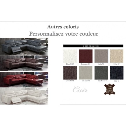 Canapé d'angle avec un relax électrique en cuir de buffle italien de luxe 6 places REVOLAX couleur personnalisée, angle droit, P