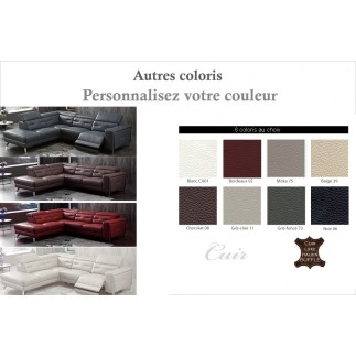 Canapé d'angle avec un relax électrique en cuir de buffle italien de luxe 6 places REVOLAX couleur personnalisée, angle gauche,