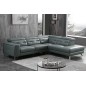 Canapé d'angle avec un relax électrique en cuir de buffle italien de luxe 6 places REVOLAX gris foncé, angle droit, POUF OFFERT