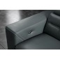 Canapé d'angle avec un relax électrique en cuir de buffle italien de luxe 6 places REVOLAX gris foncé, angle droit, POUF OFFERT