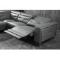 -Canapé d'angle avec un relax électrique en cuir de buffle italien de luxe 6 places REVOLAX noir, angle gauche, POUF OFFERT -