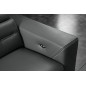 -Canapé d'angle avec un relax électrique en cuir de buffle italien de luxe 6 places REVOLAX noir, angle gauche, POUF OFFERT -
