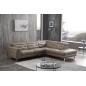 Canapé d'angle avec un relax électrique en cuir de buffle italien de luxe 6 places REVOLAX moka, angle droit, POUF OFFERT