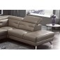 Canapé d'angle avec un relax électrique en cuir de buffle italien de luxe 6 places REVOLAX moka, angle droit, POUF OFFERT