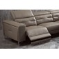 Canapé d'angle avec un relax électrique en cuir de buffle italien de luxe 6 places REVOLAX moka, angle droit, POUF OFFERT
