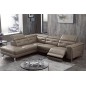 Canapé d'angle avec un relax électrique en cuir de buffle italien de luxe 6 places REVOLAX moka, angle gauche, POUF OFFERT