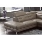 Canapé d'angle avec un relax électrique en cuir de buffle italien de luxe 6 places REVOLAX moka, angle gauche, POUF OFFERT