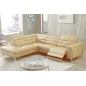 Canapé d'angle avec un relax électrique en cuir de buffle italien de luxe 6 places REVOLAX beige, angle gauche, POUF OFFERT