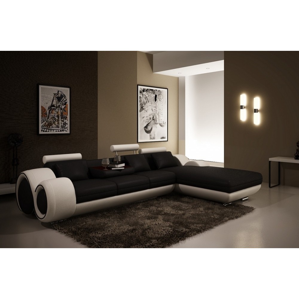 Solde de paiement de la commande Canapé d'angle en cuir italien 5 places, verdi, noir et blanc, angle droit, total 1785 €, en 6x