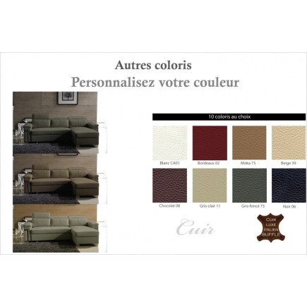 Solde de paiement de la commande : Canapé d'angle convertible en cuir buffle italien 5 places, allure, couleur personnalisée, an