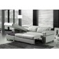 Canapé d'angle convertible en cuir buffle italien 5 places, ALLURE, blanc, angle gauche