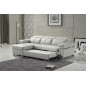 Canapé d'angle convertible en cuir buffle italien 5 places, ALLURE, blanc, angle gauche